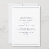 QR Code Formele tast Blue Classic Script Weddensch Kaart (Voorkant)