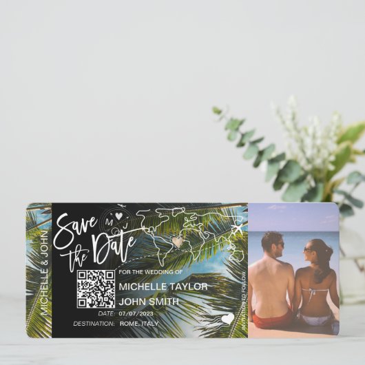 QR Code Foto Bewaar de Datum Instapkaart Uitnodig Kaart (Staand voorkant)