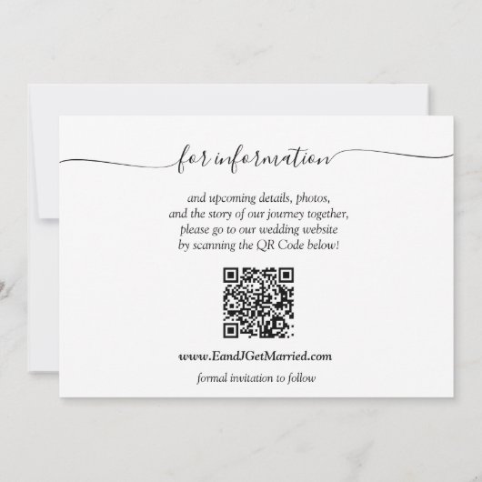 QR Code Foto legant script modern Save The Date (Achterkant)
