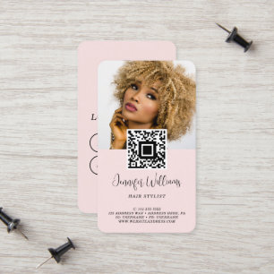 QR-code foto logo modern loyaliteit roze Contactkaartje