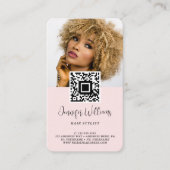 QR Code Foto Logo Modern Loyalty Blush Roze Contactkaartje (Voorkant)
