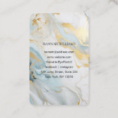QR-code, foto, marmer, blauw-goud, salon Visitekaartje (Achterkant)