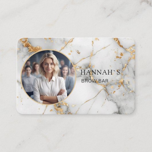 QR-code, foto, marmer, witgoud, salon Visitekaartje (Voorkant)