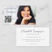 QR Code Foto Modern Zwart Wit Visitekaartje (Voorkant / Achterkant)