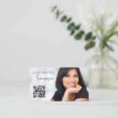 QR Code Foto Modern Zwart Wit Visitekaartje (Staand voorkant)