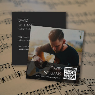 QR Code Foto Muziekleraar Zanger Liedschrijver Vierkante Visitekaartje