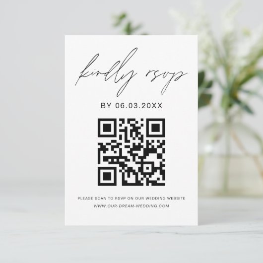QR-code Foto RSVP Minimalistische bruiloft Website (Staand voorkant)