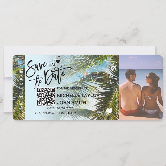 QR-code Foto Save the Date instapkaart Kaart (Voorkant)