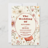 QR Code Foto Whimsical Wildflower Meadow Bruiloft Kaart (Voorkant)