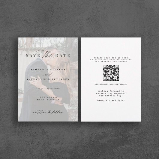 QR CODE fotobedekking elegant modern huwelijk Save The Date