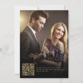 QR CODE-fotobedekking gouden kalligrafie bruiloft Kaart (Achterkant)