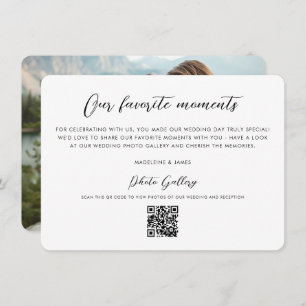 QR Code Fotogalerij Modern Script Bruiloft Bedankkaart