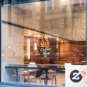 QR-code: gebarentaal koffiewinkel, café-vensterver Raamsticker