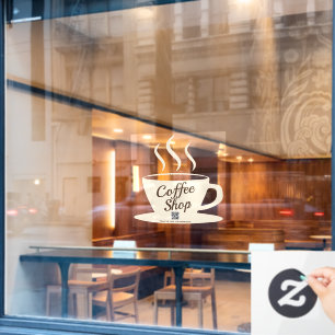 QR-code: gebarentaal koffiewinkel, café-vensterver Raamsticker