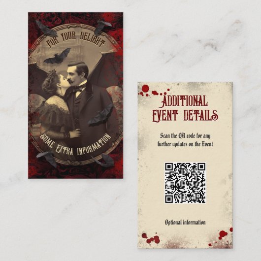 QR Code Gebeurtenis Details Halloween Romantisch D Informatiekaartje (Voorkant / Achterkant)
