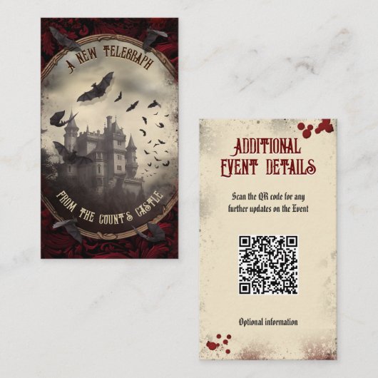 QR Code Gebeurtenis Details Website Dracula's Cast Informatiekaartje (Voorkant / Achterkant)