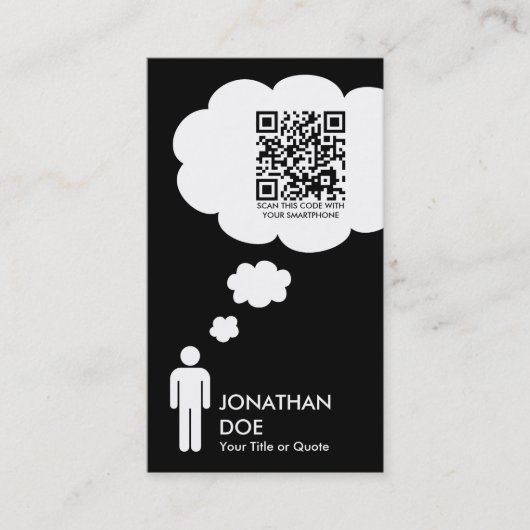 qr code gedachtenbubble visitekaartje (Voorkant)