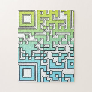 QR-code - Geel Aqua Jigzaag Puzzle Legpuzzel