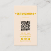 QR Code Geel Groovy Bloemen Terracotta Boho Visitekaartje (Achterkant)