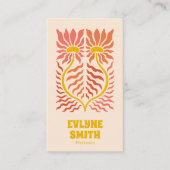 QR Code Geel Groovy Bloemen Terracotta Boho Visitekaartje (Voorkant)