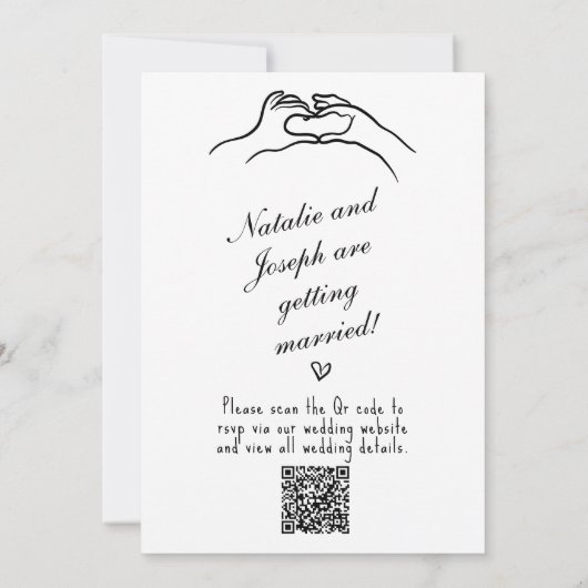 QR-code geïllustreerde hand getrokken grillige bru Kaart (Achterkant)