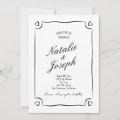 QR-code geïllustreerde handgetekende foto bruiloft Kaart (Voorkant)