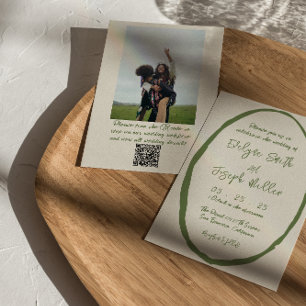 QR-code geïllustreerde handgetekende foto bruiloft Kaart