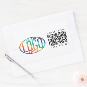 QR Code Generator en uw Logo Business Promotional Rechthoekige Sticker