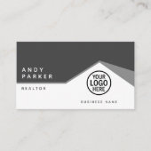 QR-code | Generiek, grijs minimalistisch vastgoed Visitekaartje (Voorkant)