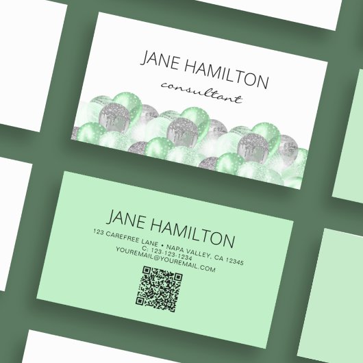 QR Code Glitter Ballonnen Zakelijke Kaart Visitekaartje