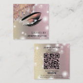 Qr code glitterachtige trendy wimpers make-up oog vierkante visitekaartje (Voorkant / Achterkant)