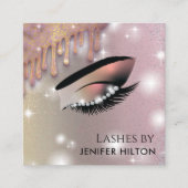 Qr code glitterachtige trendy wimpers make-up oog vierkante visitekaartje (Voorkant)