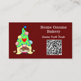 QR-code Gnome Hometown Bakery Dark Red Visitekaartje