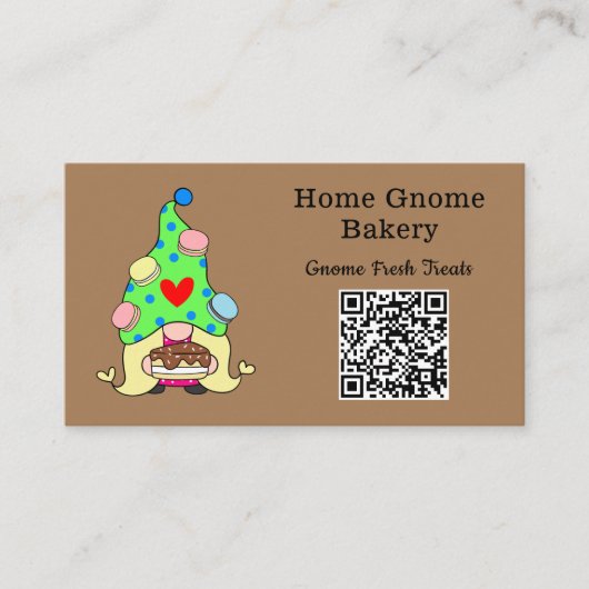 QR Code Gnome Hometown Bakery Light Brown Visitekaartje (Voorkant)