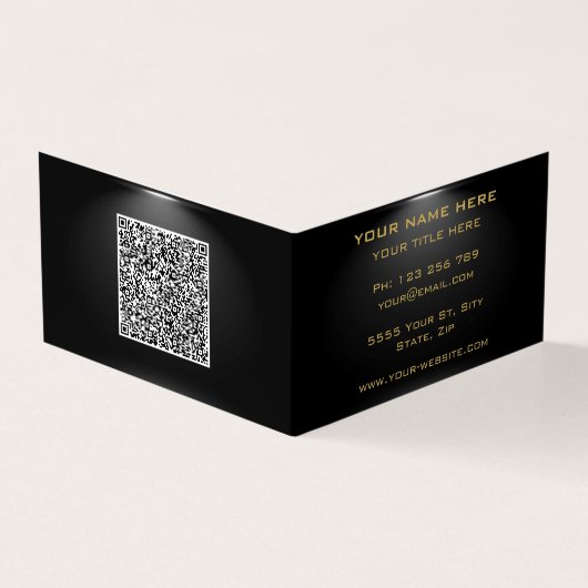 QR Code Gold Black Carte de visite professionnel (Extérieur)
