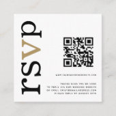 QR Code Gold Black Text White Weduwen Online RSVP Informatiekaartje (Voorkant)