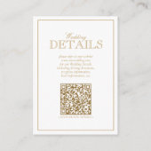 QR Code Gold Calligraphy Monogram Weddenschap Deta Informatiekaartje (Achterkant)