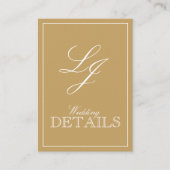 QR Code Gold Calligraphy Monogram Weddenschap Deta Informatiekaartje (Voorkant)