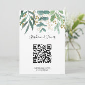 QR Code Gold Eucalyptus Berries Weddenschap Kaart (Staand voorkant)
