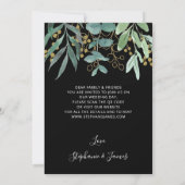 QR Code Gold Eucalyptus Faire-part de mariage noir (Dos)