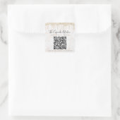 QR Code Gold Glitter Marble Drips Bedrijfsnaam Vierkante Sticker (Tas)