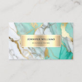QR Code Gold Green Marble Elegant Modern Visitekaartje (Voorkant)
