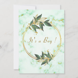 QR Code Gold Marble Baby Boy Shower Invitation