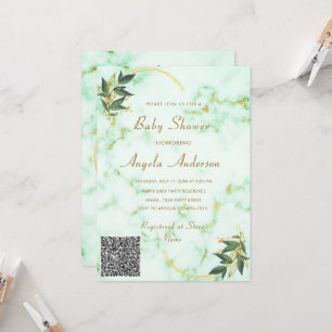 QR-code Gold Marble Baby Girl Shower