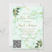 QR Code Gold Marbre Baby Girl Shower Invitation (Devant)