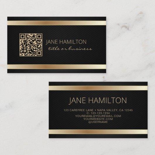 QR Code Gold Modern Profile Visitekaartje (Voorkant / Achterkant)