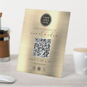 QR Code Gold Scan om ons te volgen op het sociale  Reclamebord Met Voetstuk (Insitu)