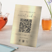 QR Code Gold Scan om ons te volgen op het sociale Reclamebord Met Voetstuk (Insitu)