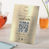 QR Code Gold Scan om ons te volgen op het sociale  Reclamebord Met Voetstuk (Insitu)