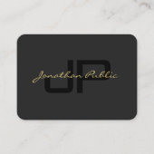 QR Code Gold Script Tekst Elegant Zwart Mighty Visitekaartje (Voorkant)